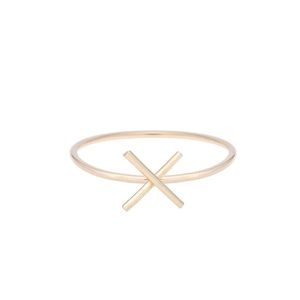 14K Gold Hortense Kiss Ring, Cross Ring, X Ring